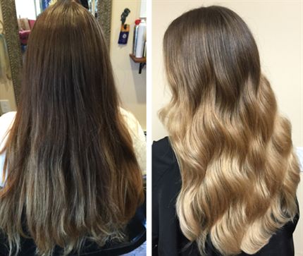 Before and After Ombre and Curl