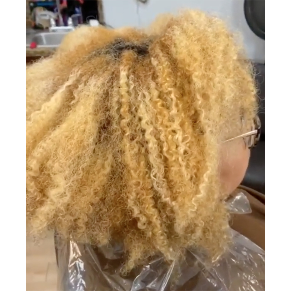Rachel Redd @rachel_redd Curly Hair Color Correction From Brassy To Warm Honey Blonde Texture Textured Hair Redken MIZANI