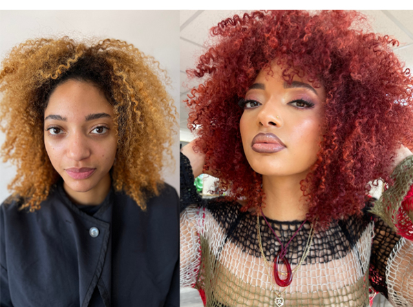 deep rooted cherry red curls copper formula r+co permanent color